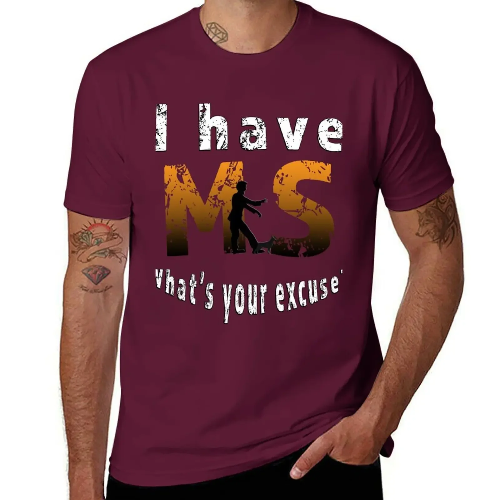 Anime Korean Fashion Men's Clothing I Have Whats Your Excuse Multiple Sclerosis Awareness  T-Shirt Graphic Men Clothing