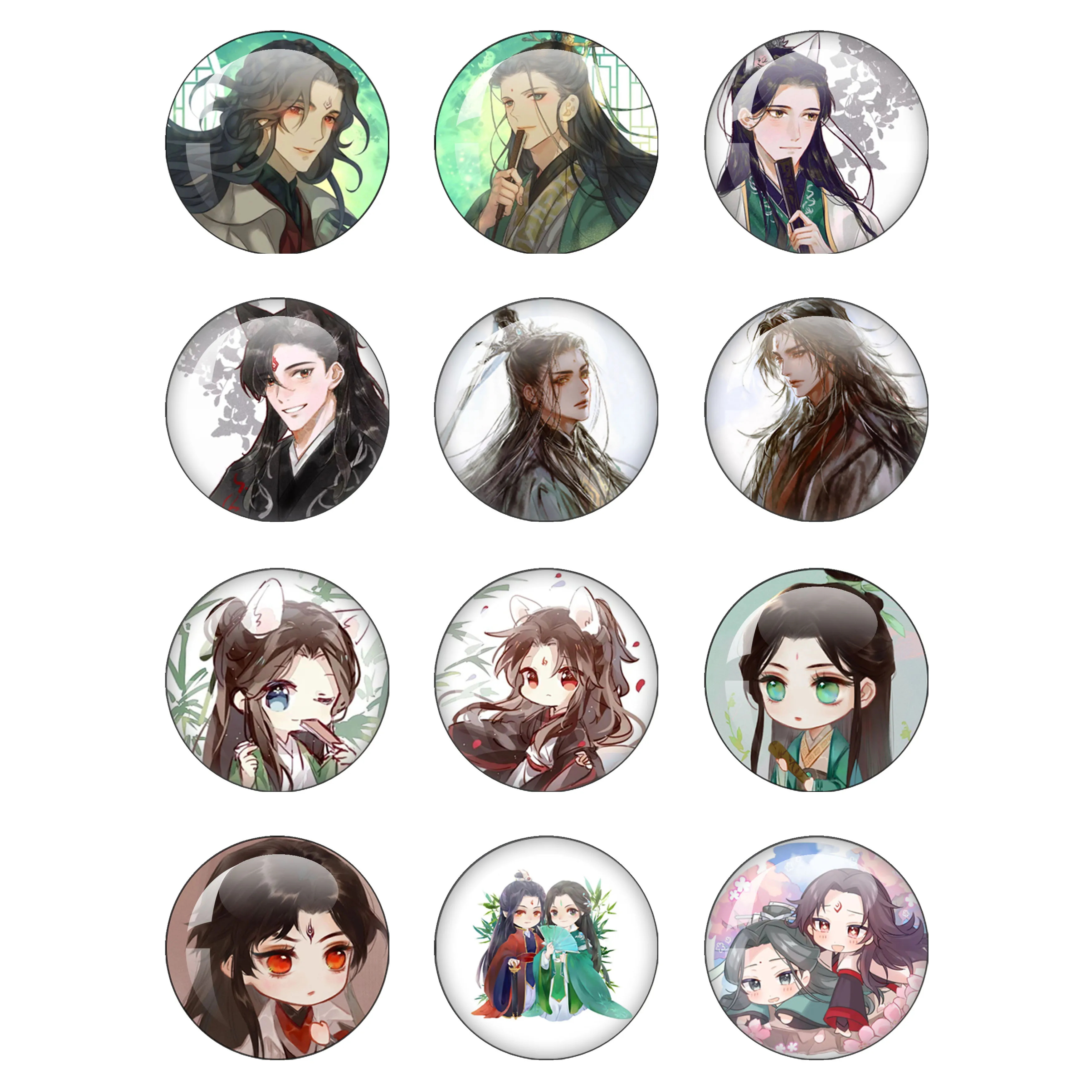 Anime Scum Villain Self Saving System Cosplay Shen Qingqiu Luo Binghe 10mm-40mm Glass Cabochon Dome Flat Back Making Findings