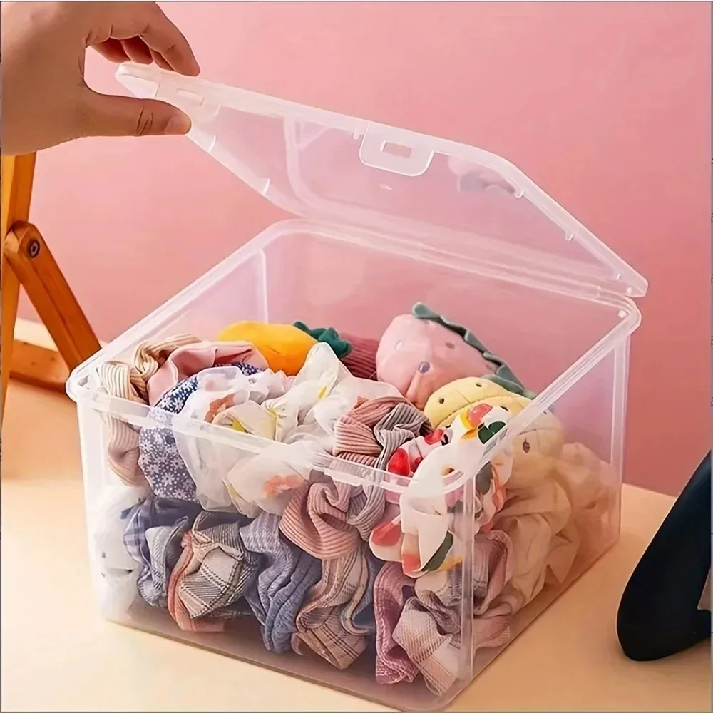 Large Clear Plastic Storage Box - Stackable for Office Supplies, Ideal for Home/School/Office, Rectangular, Visible Design