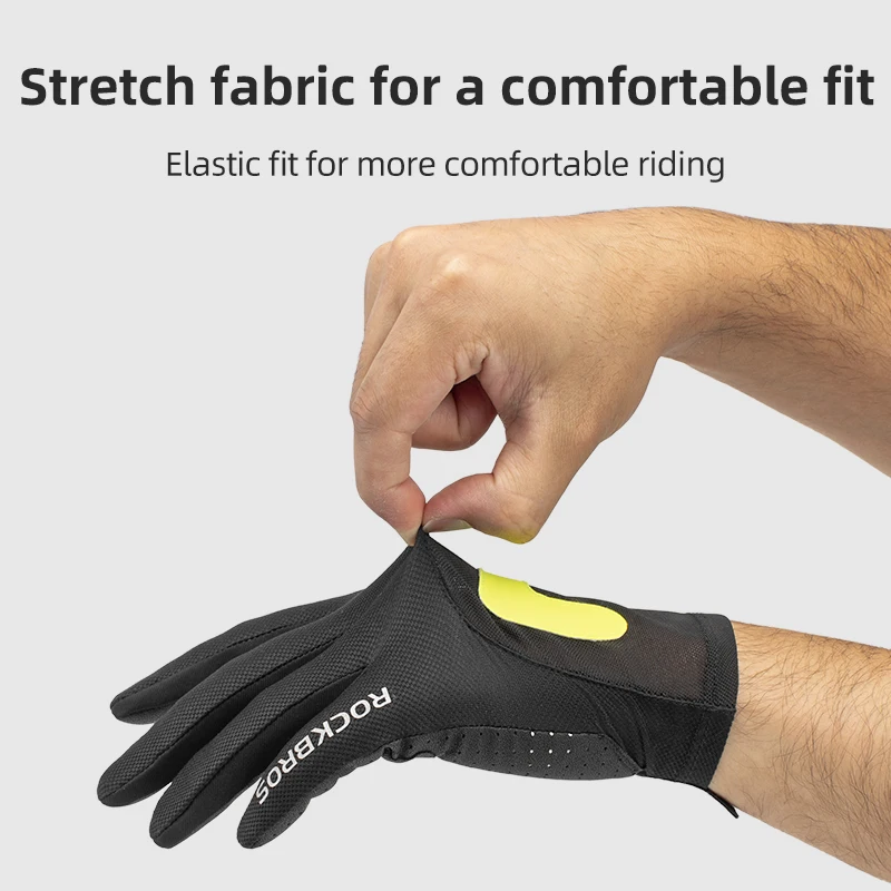 ROCKBROS Cycling Long Finger Gloves Screen Touch Bicycle Gloves Breathable Full Finger MTB Road Motorcycle Gloves Bike Equipment