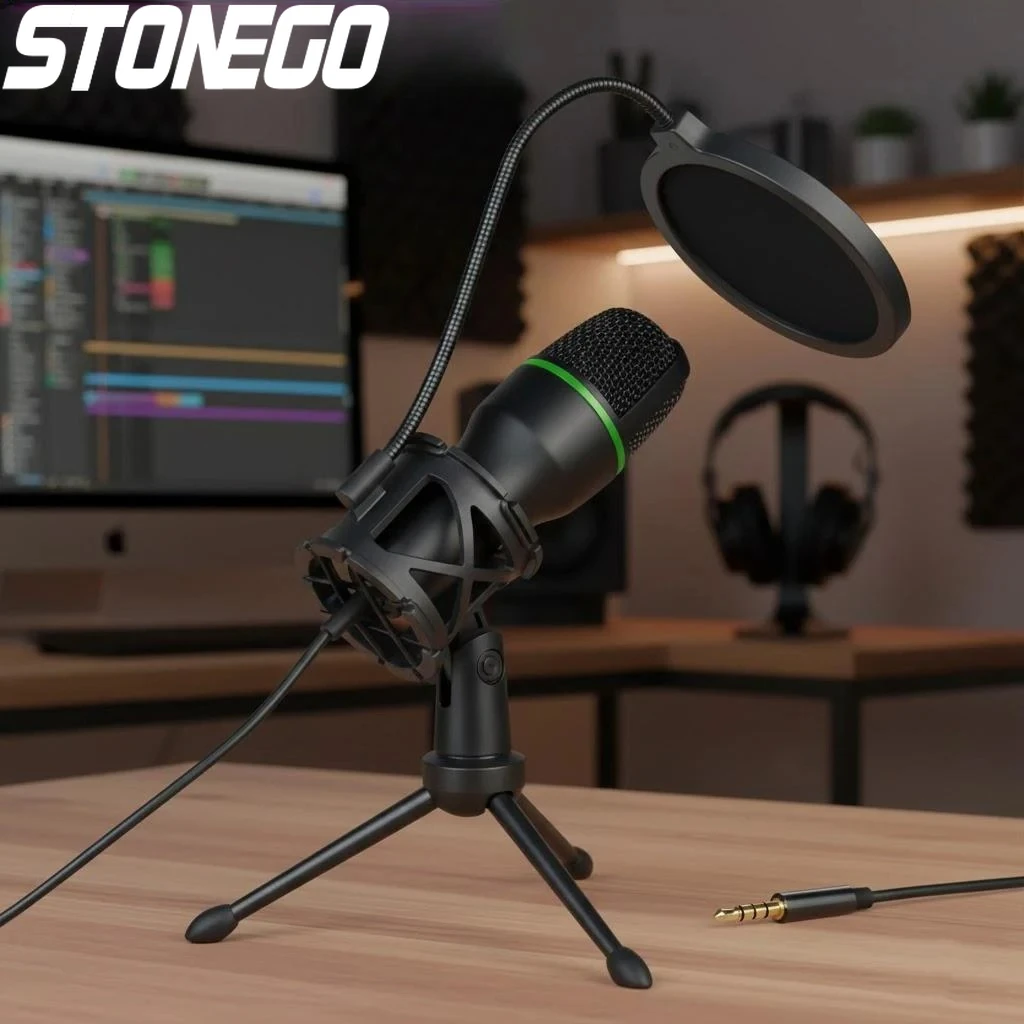 

Профессиональный комплект конденсаторного микрофона с RGB-подсветкой и штативом для стриминга, YouTube, подкастов и записи