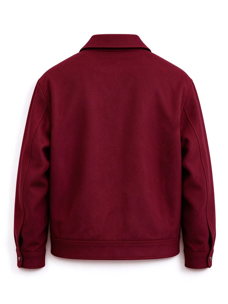 Herrenjacke aus gebürstetem Polyester, Reversjacke mit Knopfleiste/Reißverschluss und Tasche, bequeme, lässige Herbst- und Winterjacke für Büro und Business – Detail 16