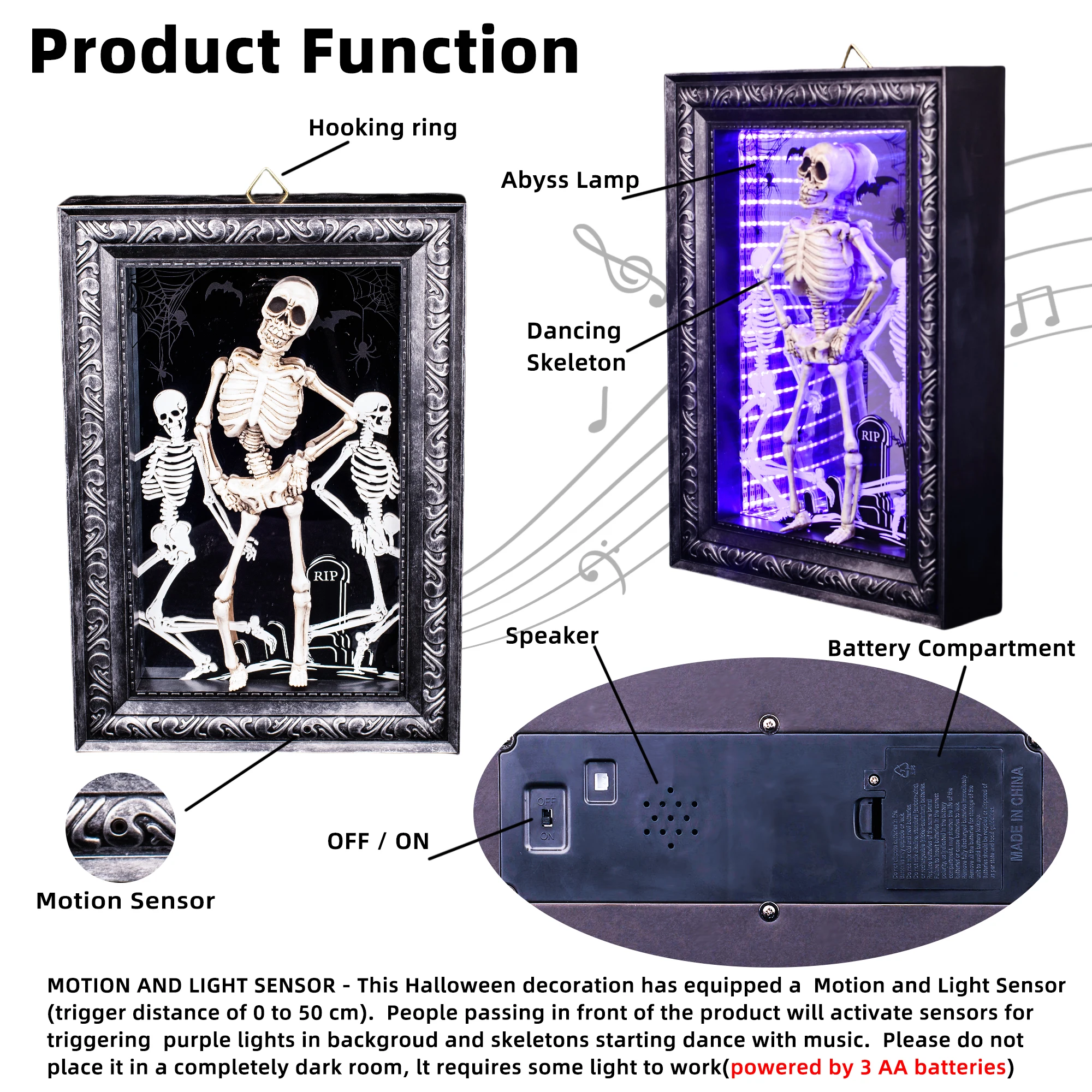 

NEW Induction Type Dancing Skeleton Halloween decoration Frame style with lighting and sound effects