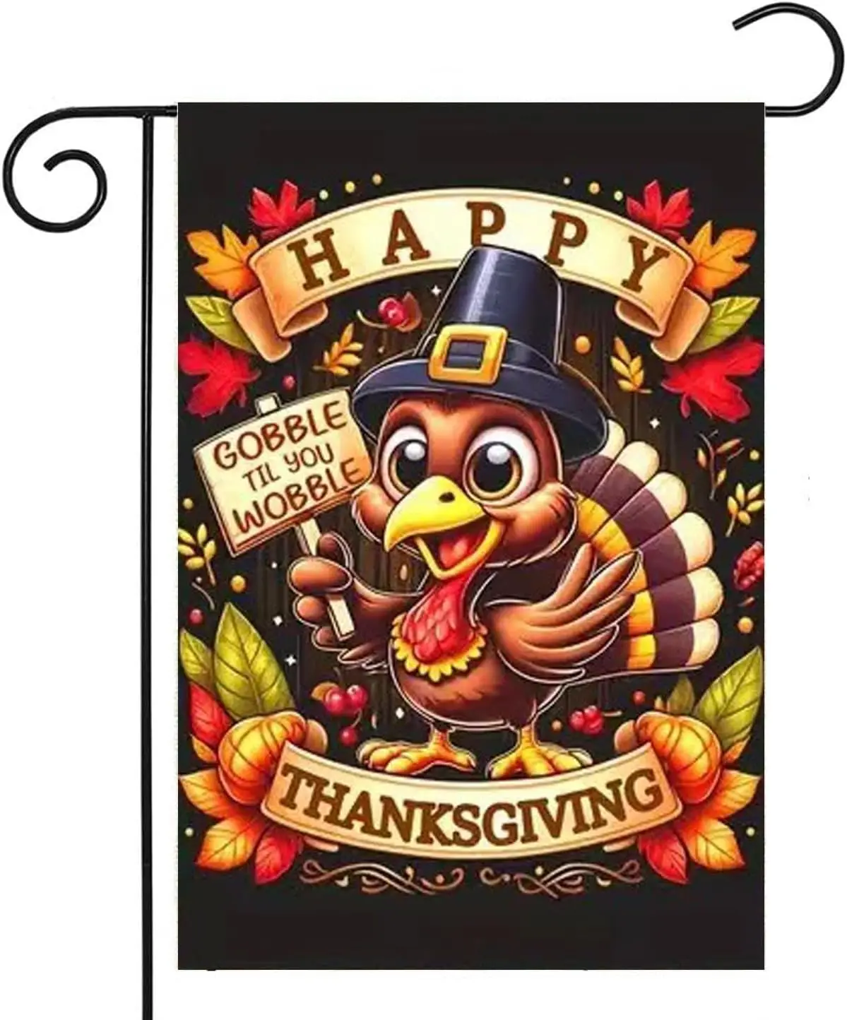 Fall Happy Thanksgiving 12x18 Inch Double Sided Flags,Fall Gobble Til You Wobble For Outside Seasonal Garden Flag Outdoor Ho PPZ