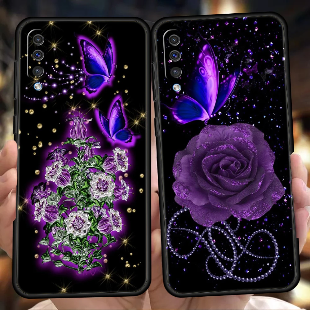 Butterfly Lavender Higan Flower Phone Case For Samsung Galaxy A53 A73 A33 A23 A13 A12 A22 A02 A50 A70 A20 A10 A20S 5G Back Cover