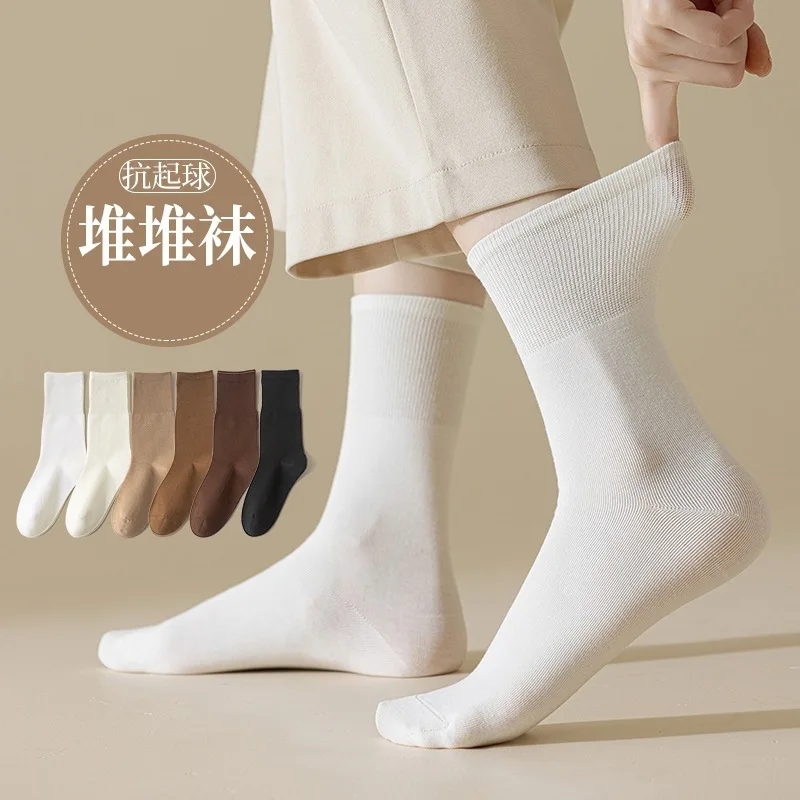 Chaussettes mi-longues respirantes pour femmes, confortables, empilées, document solide, polyvalentes, simples, décontractées, neuves, 5/10, 2024 paires