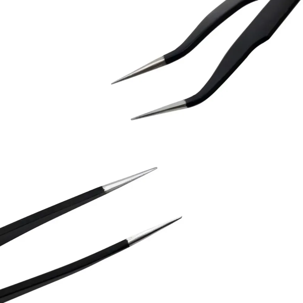 2pcs / Set Professional Rhinestone Tweezer Stainless Straight Curved Antioxidant Glitters Eyelash Nail Decoration Picking Tools