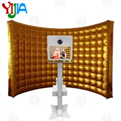 10FT-3m  Golden/Silver Inflatable Photo Booth Backdrop Inflatable Photo booth 360 Wall With Blower  For Party Wedding Events  Ad