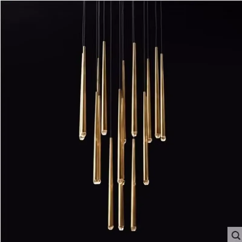 Postmodern LED Crystal Long Chandelier American Style Minimalist Nordic Eye Caring Bedroom Restaurant Hotel Villa Clothing