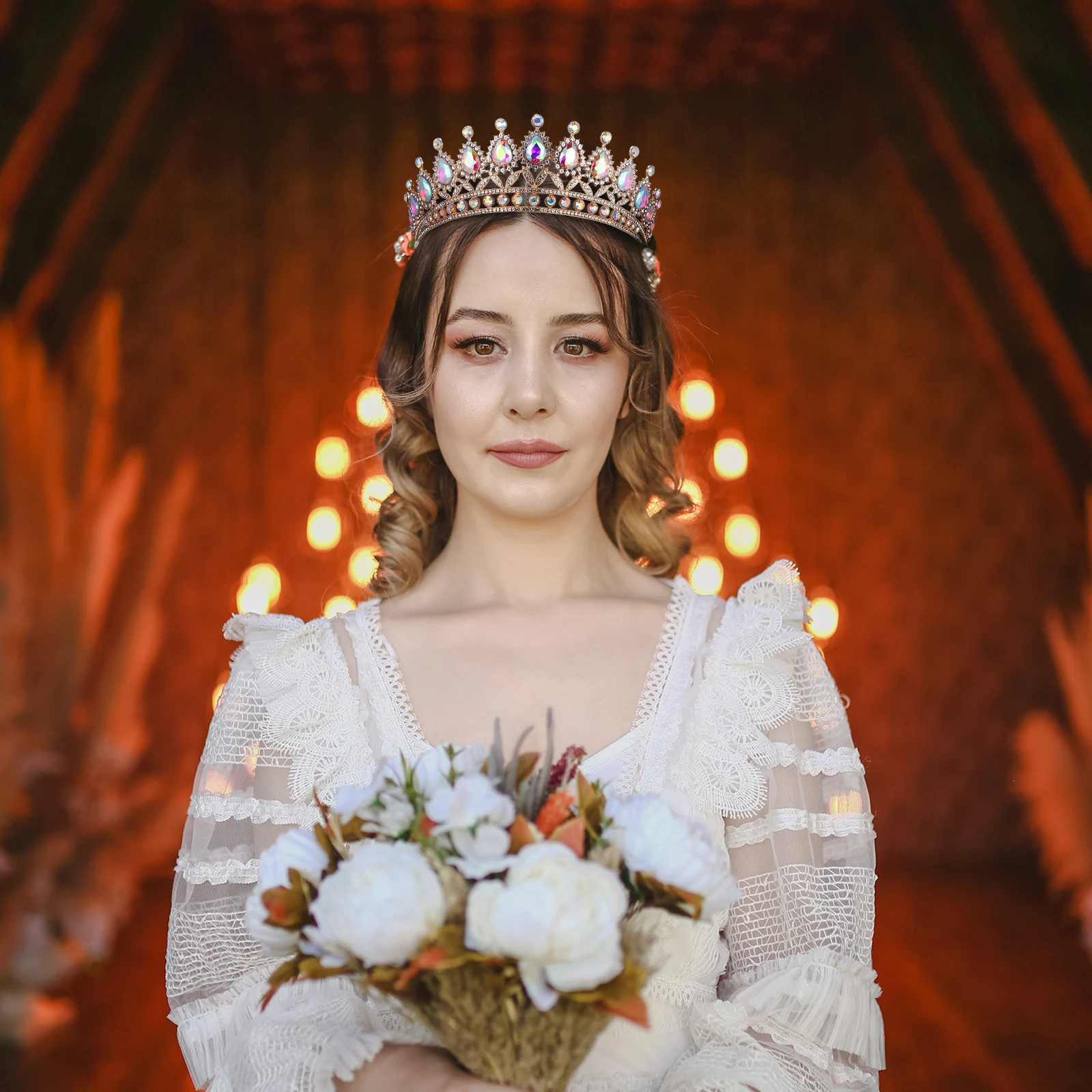 

Baroque Crown Tiara Rhinestone Headbands Women Homecoming Prom Bride Birthday Bachelorette Bridal Party Decorative Hair