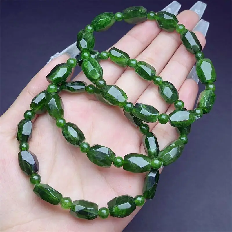 

Natural Freeform Green Diopside Bracelet Women Men Handmade Stretch Rope Luxury Jewelry Energy Healing Gift 1PCS