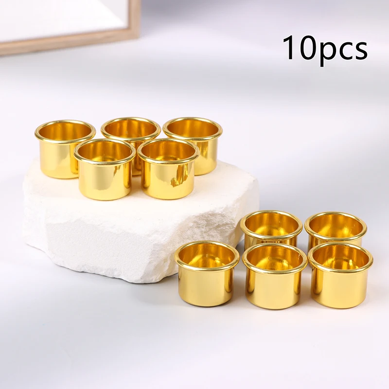 10Pcs Mini Round Candle Cup Gold DIY Candlestick Making Tray Holder Container Accessory Aluminium Home Party Decor Parts