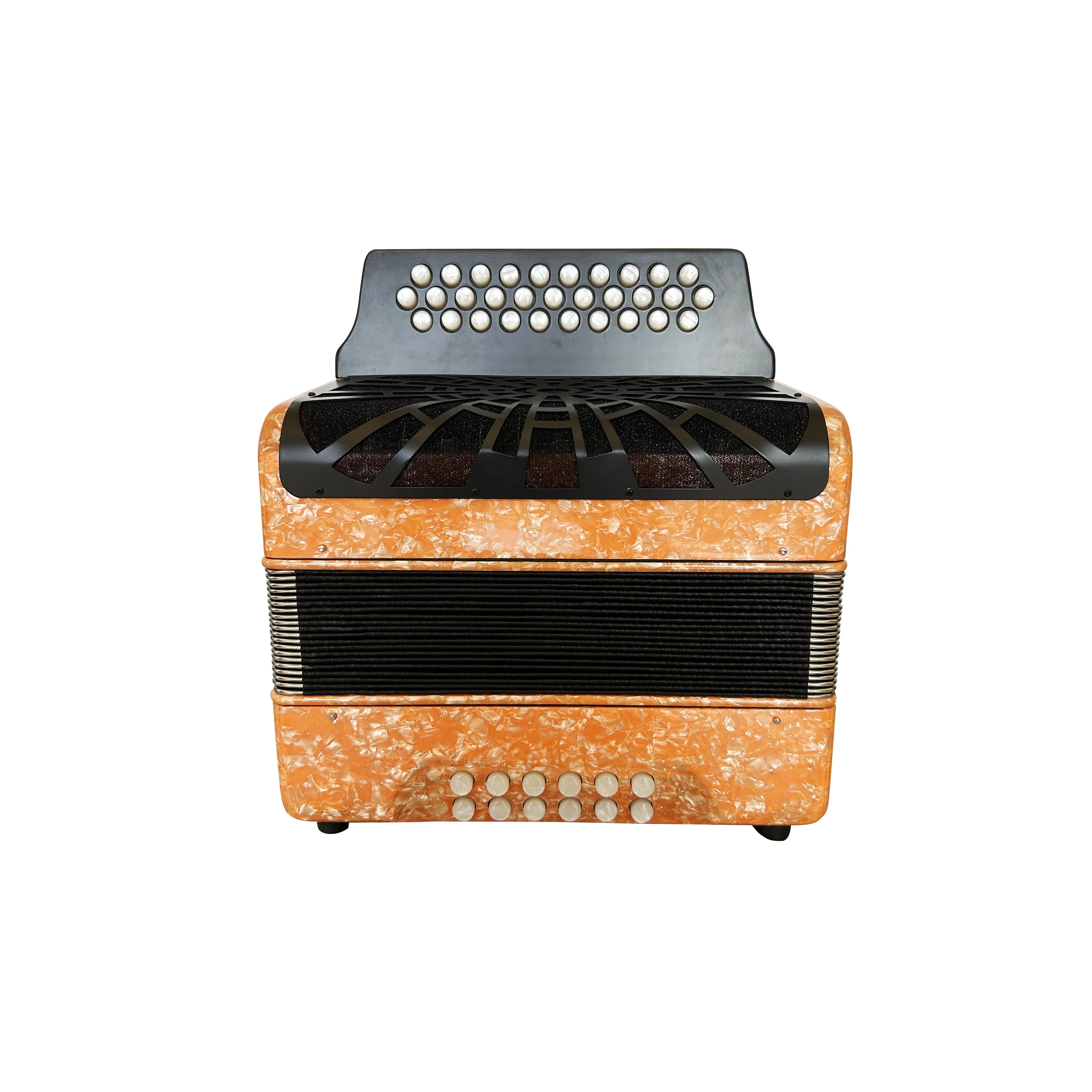 

Professional JB3112D Diatonic Accordion 31 Buttons 12 Bass 3 Chorus Orange Celluloid White Buttons Wood Material