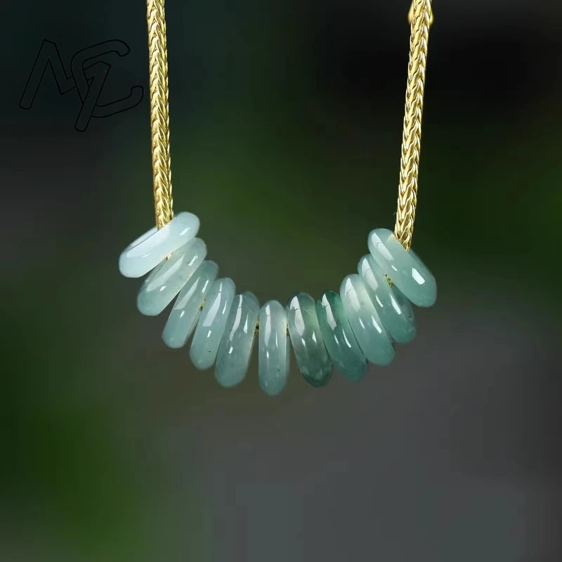 10PC Jade Blue Water Round Beads 5-12mm Natural Emerald Accessories DIY Bangle Earring Jewellery Fashion Hand-Carved Luck Amulet