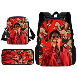 Rapper Natanaels Cano Child School Backpack With Shoulder Bag Pencil Bags School Bags for Boys Girls Best Gift