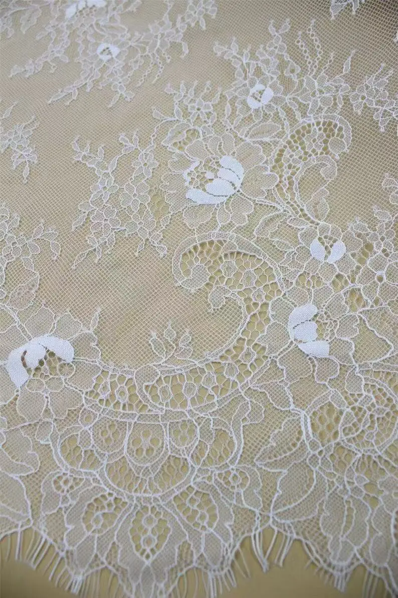 1.5meter *3 meter ivory french lace wedding gown dress lace fabric bridal lace fabric sell by piece