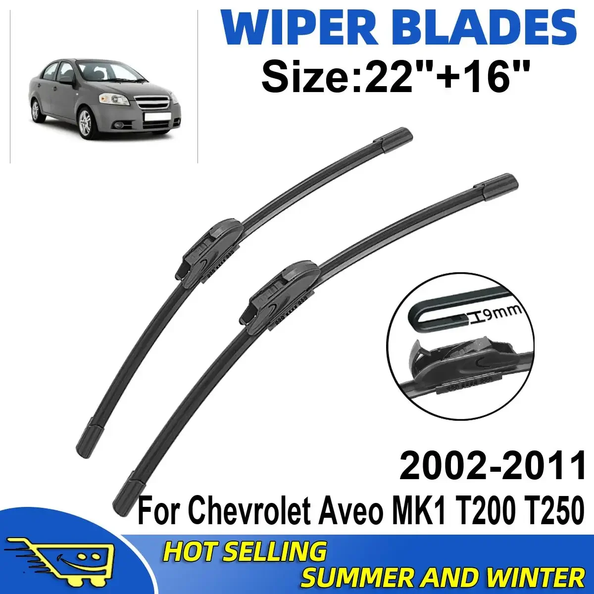 

2PCS Wiper Blades Set Kit For Chevrolet Aveo MK1 T200 T250 2002-2011 Front Windshield Brushes Windscreen Window Accessories