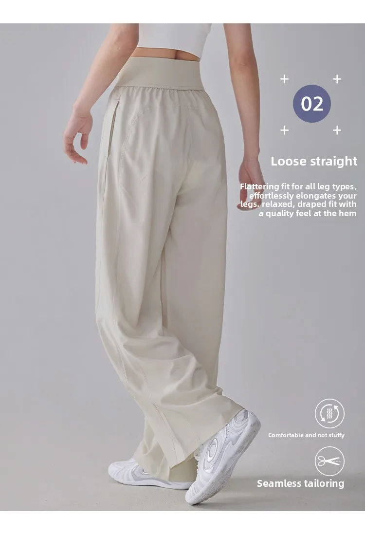 Pantalon de sport à entrejambe ouvert pour femmes, ample, droit, décontracté, respirant, jambes larges, Yoga, entraînement, Fitness