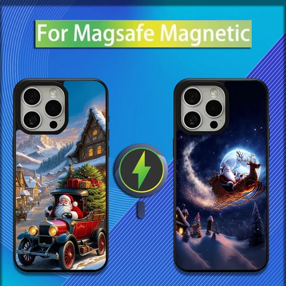 

Christmas Santa Claus Phone Case For iPhone 16,15,14,13,12,11,Plus,Pro,Max,Mini Magsafe Magnetic Wireless Charging