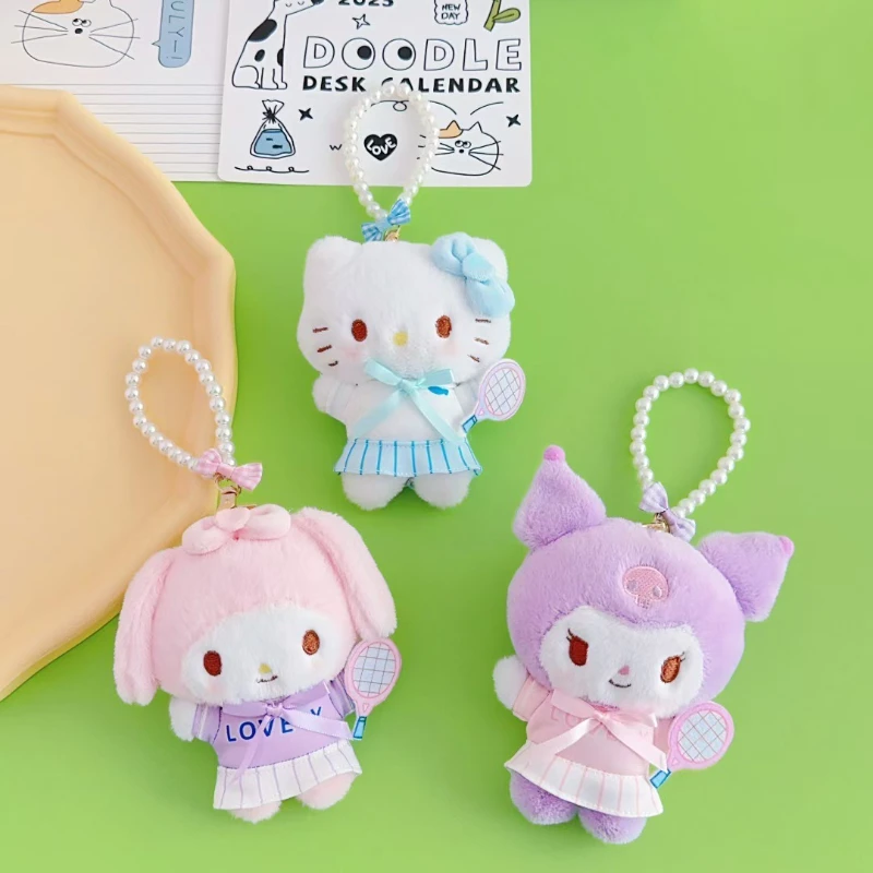 Breloczek pluszowy Sanrio Hello Kitty, uroczy breloczek z kreskówkami Kuromi, Cinnamoroll, My Melody, pluszaki anime dla dzieci i dziewczynek, prezenty świąteczne