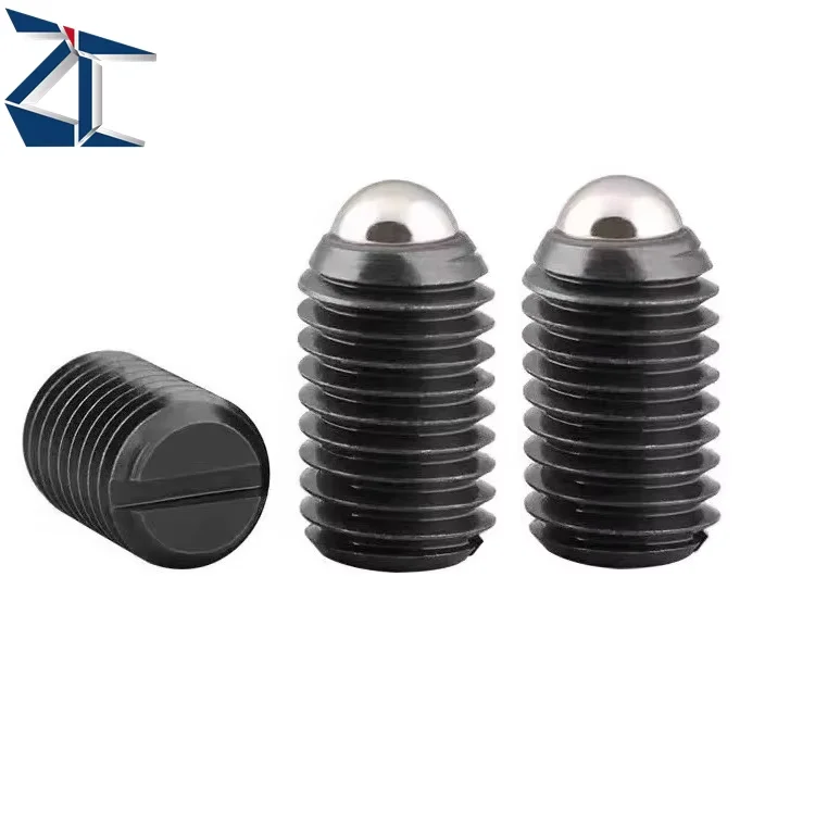 ZBPES Black Carbon Steel Slotted Spring Ball Plunger Screw Threaded Positioning Fastener for Machinery