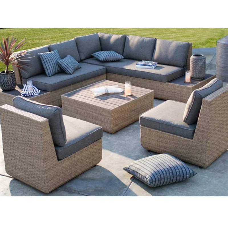 Modern Aluminum PE Rattan Outdoor Garden Furniture Set with Rope Chair and Sofa for Apartment Balcony Courtyard & Park Leisurepr