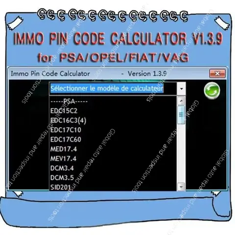 핀 코드 계산기 V1.3.9 수리 장비 진단 소프트웨어 핀 코드 계산기 IMMO 1.3.9 obd2 스캐너 코드 리더 VCI
