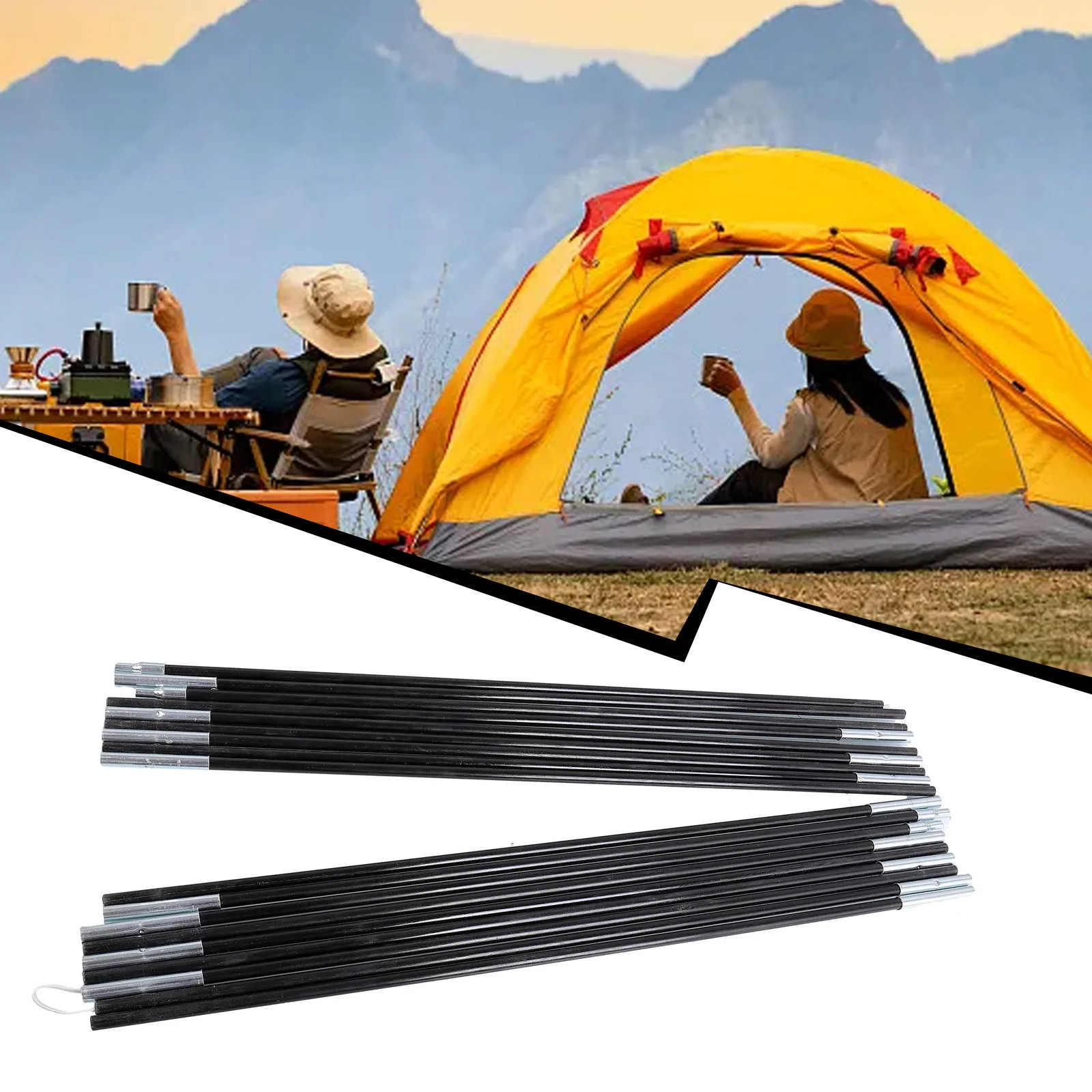 1 Par de Barras de Fibra de Vidro para Barraca de Camping, Hastes de Suporte para Toldo, Kit de Estruturas para Toldo, Acessórios para Equipamentos de Exterior