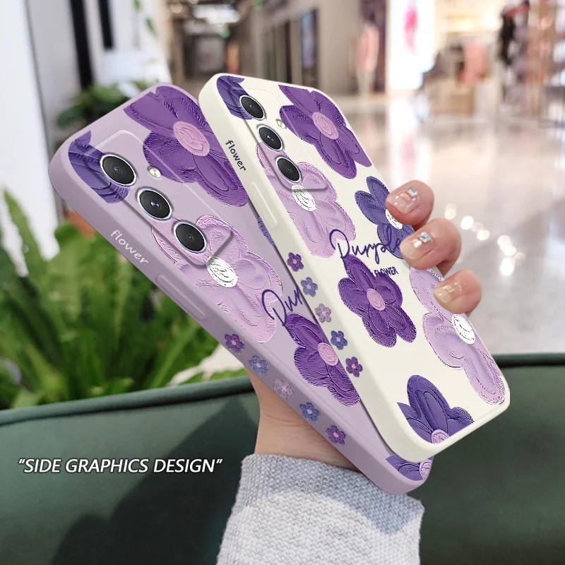 Purple Flower Case For Samsung A54 A34 A24 A56 A36 A26 A17 A16 A07 A06 A73 A53 A33 A23 A13 A72 A52 A32 A22 A15 A25 A35 A55 4G 5G