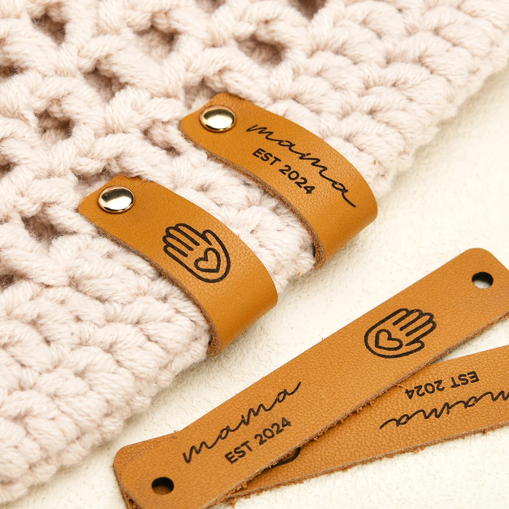 

Custom Leather Labels - Laser Engraved, 1mm Eco - friendly - for Clothing, Shoes & DIY - 0.5"x3" - Free Rivets