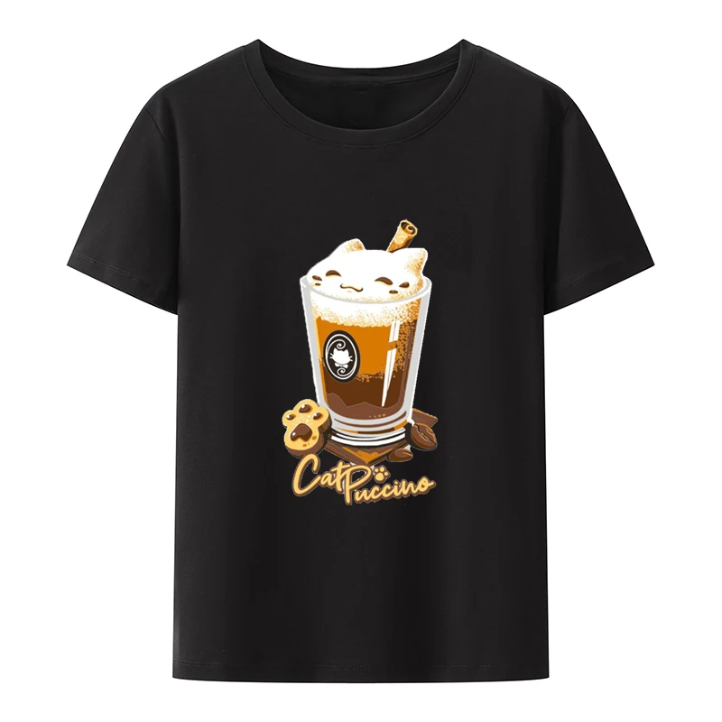 Catpuccino Grappige Grafische Roupas Interessante Print T-Shirt Korte Mouw T-T-Shirts Mooie Poleras Mujer Slanke Kawaii Kleding