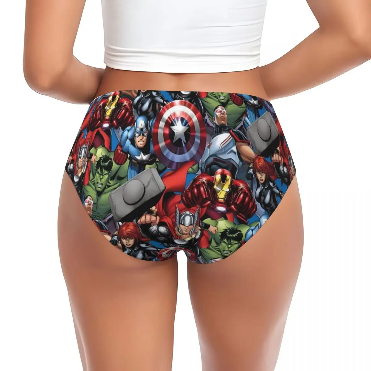 Ropa interior de anime elástica cómoda para mujer con bragas breves de anime de Capitán América personalizadas