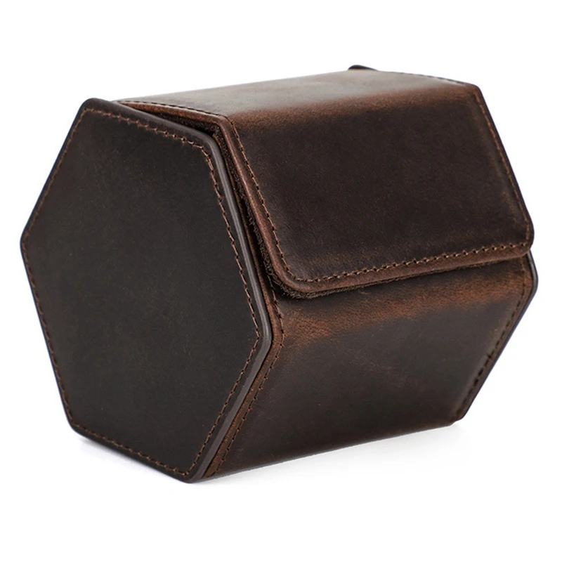 

NEW_Classic Watch Storage Case Crazy Horse Cowhide Diamond Hexagonal Box