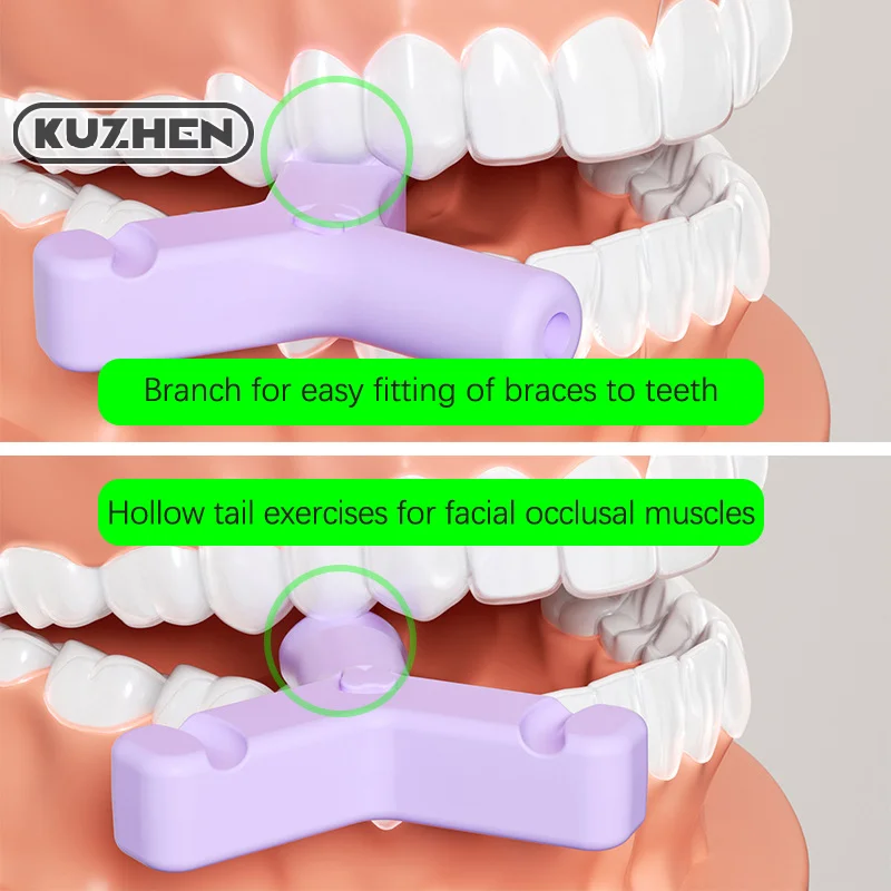 เครื่องจัดตำแหน่งทันตกรรมแบบ Chewies ซิลิโคนซิลิโคนสำหรับจัดฟันฟันกัดป้องกันการบิดเบี้ยวของใบหน้า1/4ชิ้น