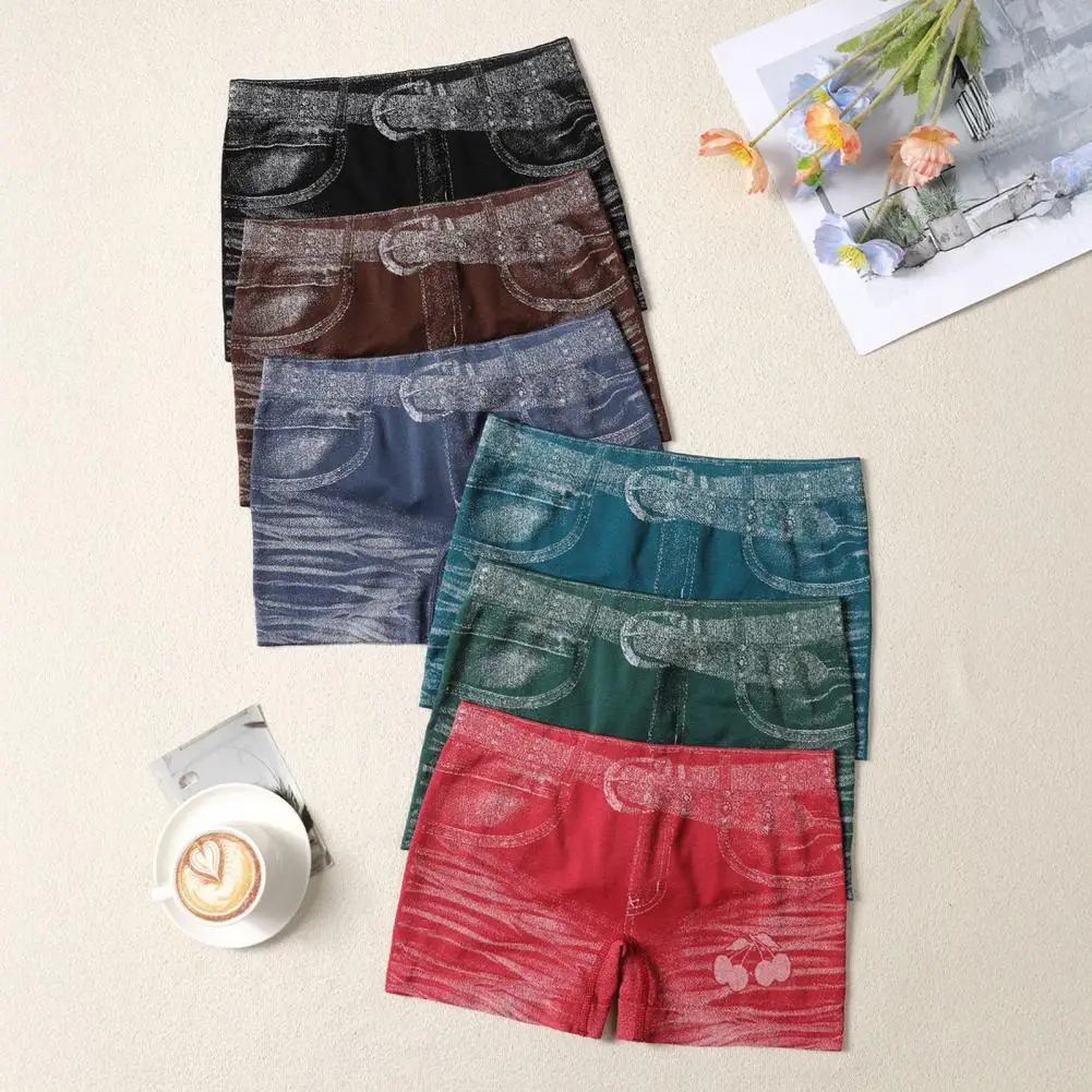 High-quality Women Panties Imitation Denim Shorts High Waisted Skinny Fake Jean Shorts Boyshort Panties Ladies Boxer Briefs 90