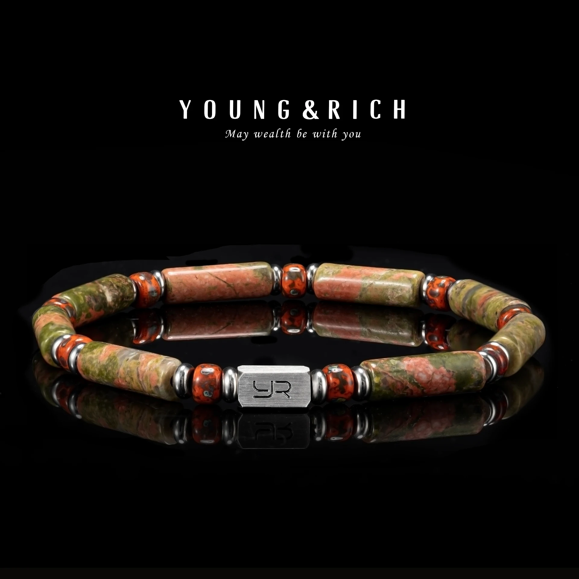 YOUNG&RICH Vintage Men's Epidote Bracelet 4mm Verdant Power Beads • Sophisticated Style Luxury Gift for Him - Elite Essence