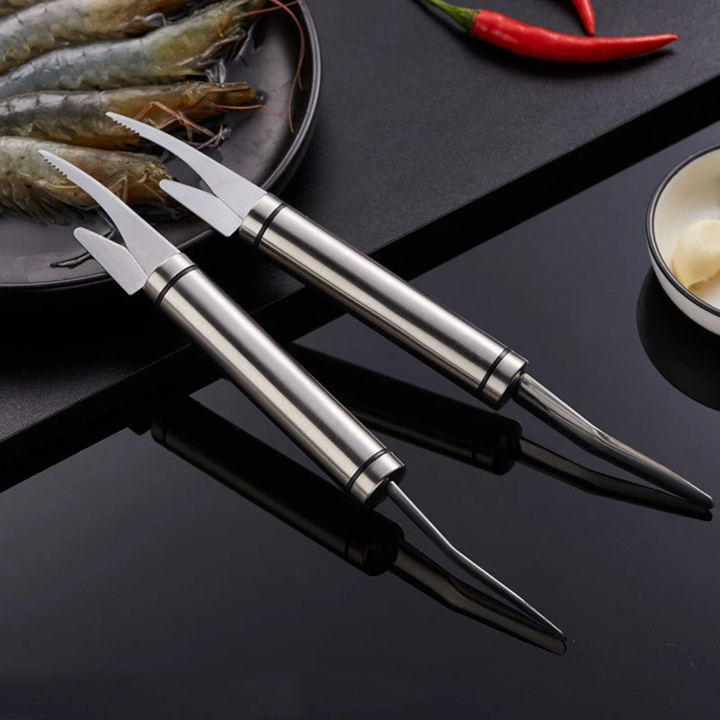 1pcs Multifunctional Double Head Peeling Shrimp Thread Removal Knife Stainless Steel  Fish Scales Scraper Maw Gut Opener