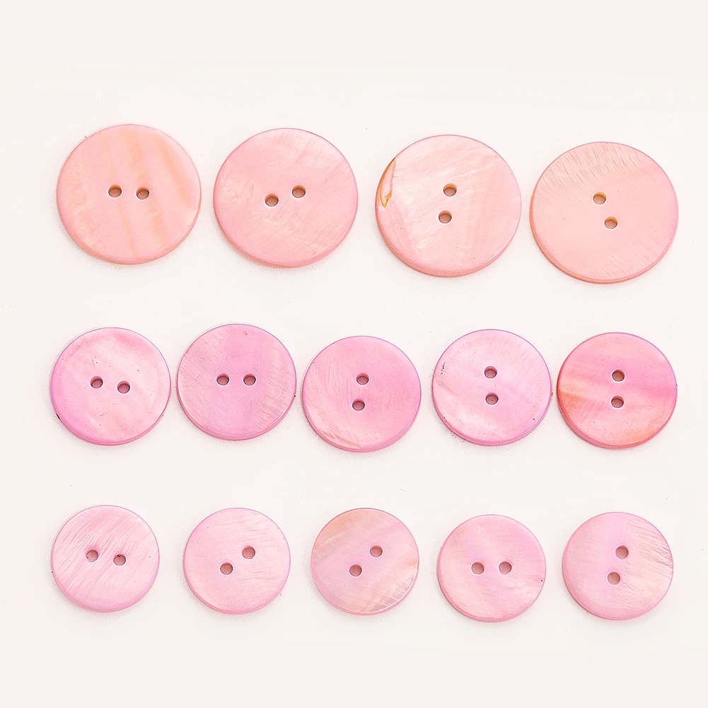 5PC 18/20/25MM Natural Mother of Pearl Shell Pink Round 2-holes Flatback Button Suit Cufflink Shirt Coat Sewing Crafts Supplies