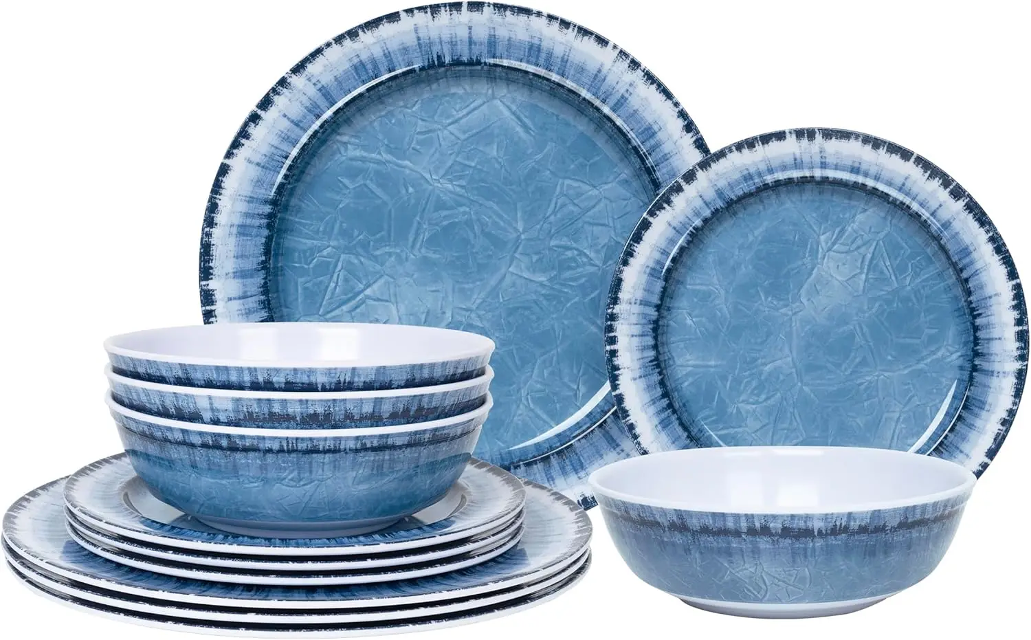 

Melamine Dinnerware Set of 12 Pcs Dinner Dishes Set for Indoor and Outdoor Use, Dishwasher Safe
