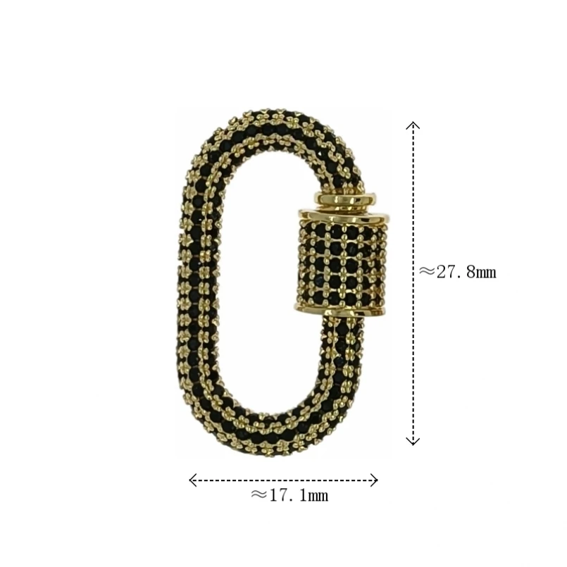 10Pcs Fashion Oval Screw Lock Carabiner Clasp zirconia Chain Connector for Necklace Bracelet DIY Handmade Jewelry Accessories