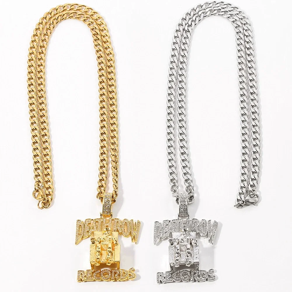 Creative Trendy Retro Fashion Death Row Prisoner Wheelchair Pendant Necklace Personalized Street Jewelry