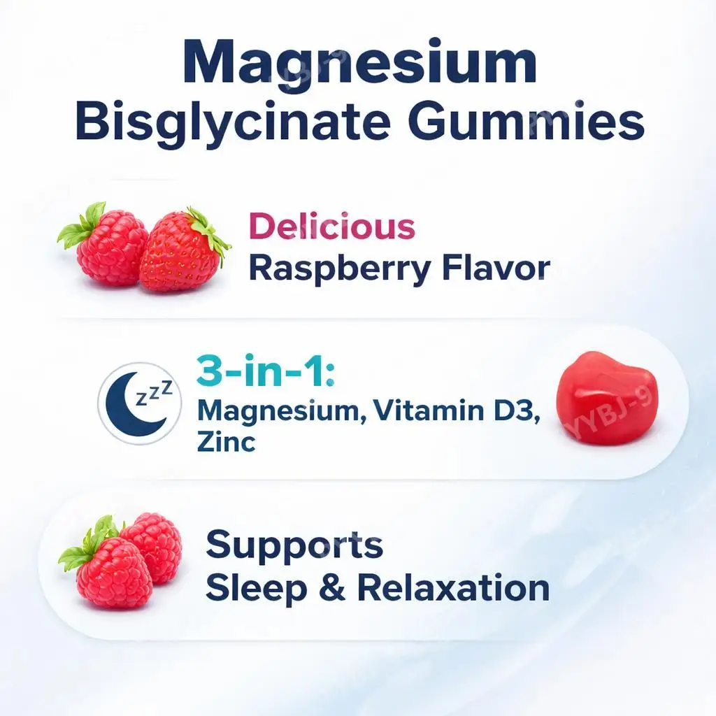 Googeer Magnesium Bisglycinate Gummies for Sleep Quality and Muscle Recovery with Vitamin D3 Plus Zinc Bisglycinate, 60 Gummies