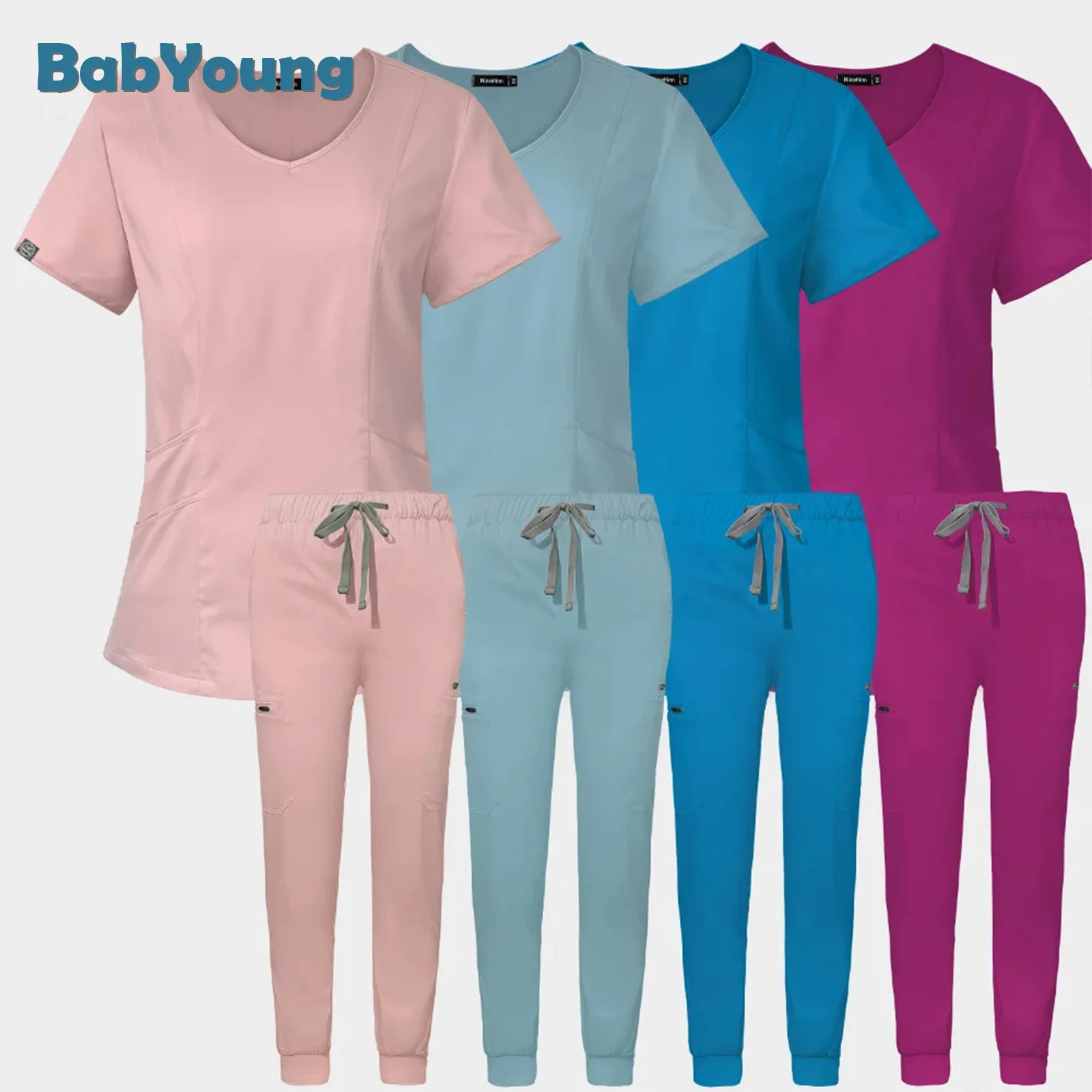 Großhandel Krankenschwester Zubehör Frauen Tragen Peeling Anzüge Krankenhaus Arzt Arbeitet Einheitliche Medizinische Chirurgische Multicolor Unisex Uniformen