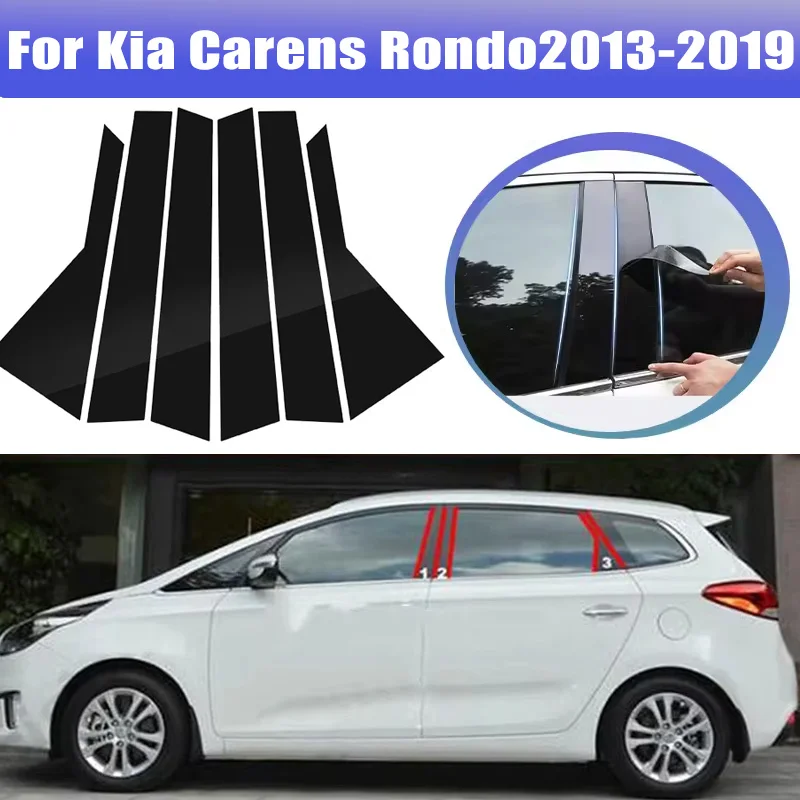 

6pcs For Kia Carens Rondo2013-2019 2014 2015 2016 Window Trim Covers Center Film Column B C Pillar Posts Sticker Car Accessories