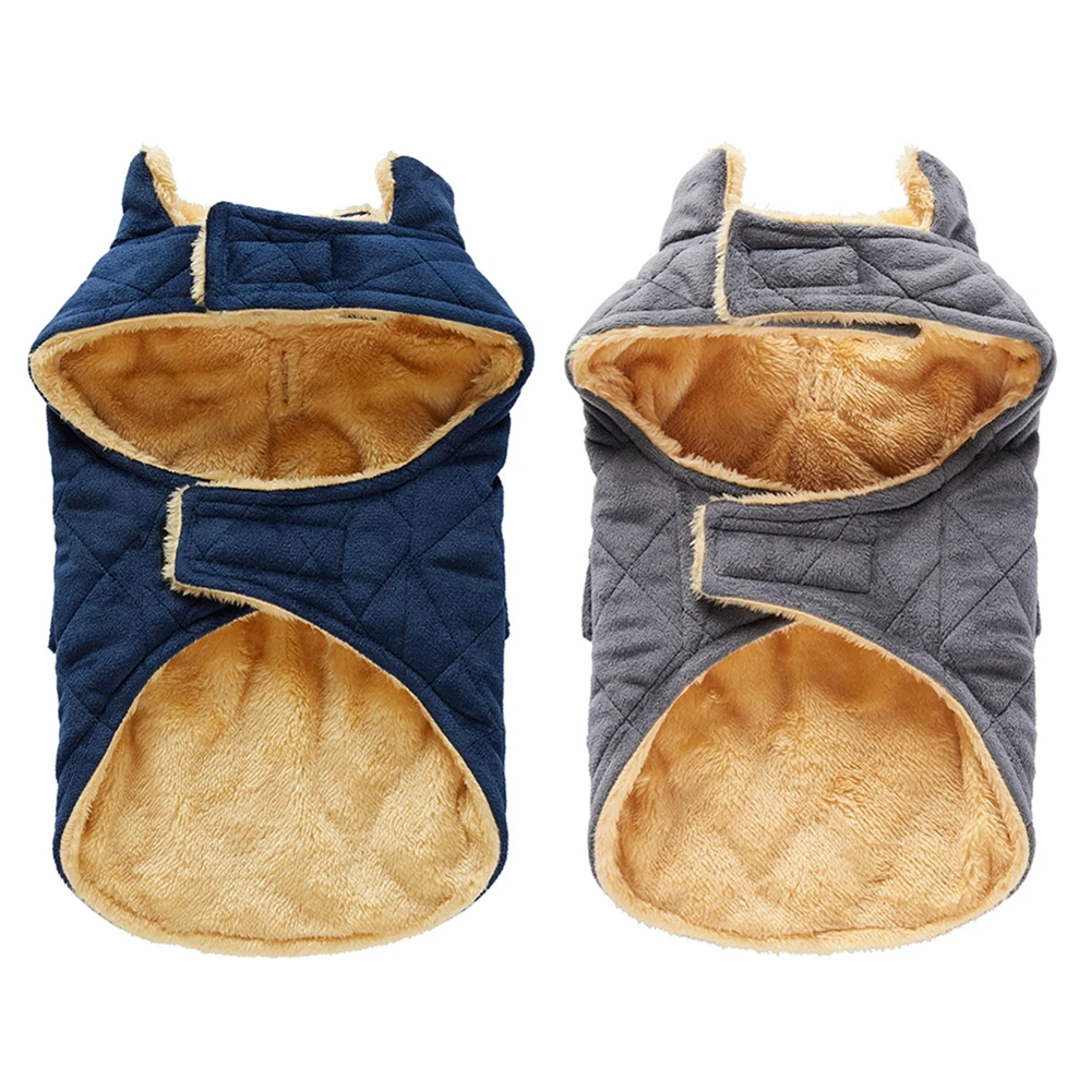 Winter Warm Plush Jackets for Pet Dogs Thickness Double Pockets Pet Dog Coats Fashion Puppy Clothes for Small Medium Large Dogs