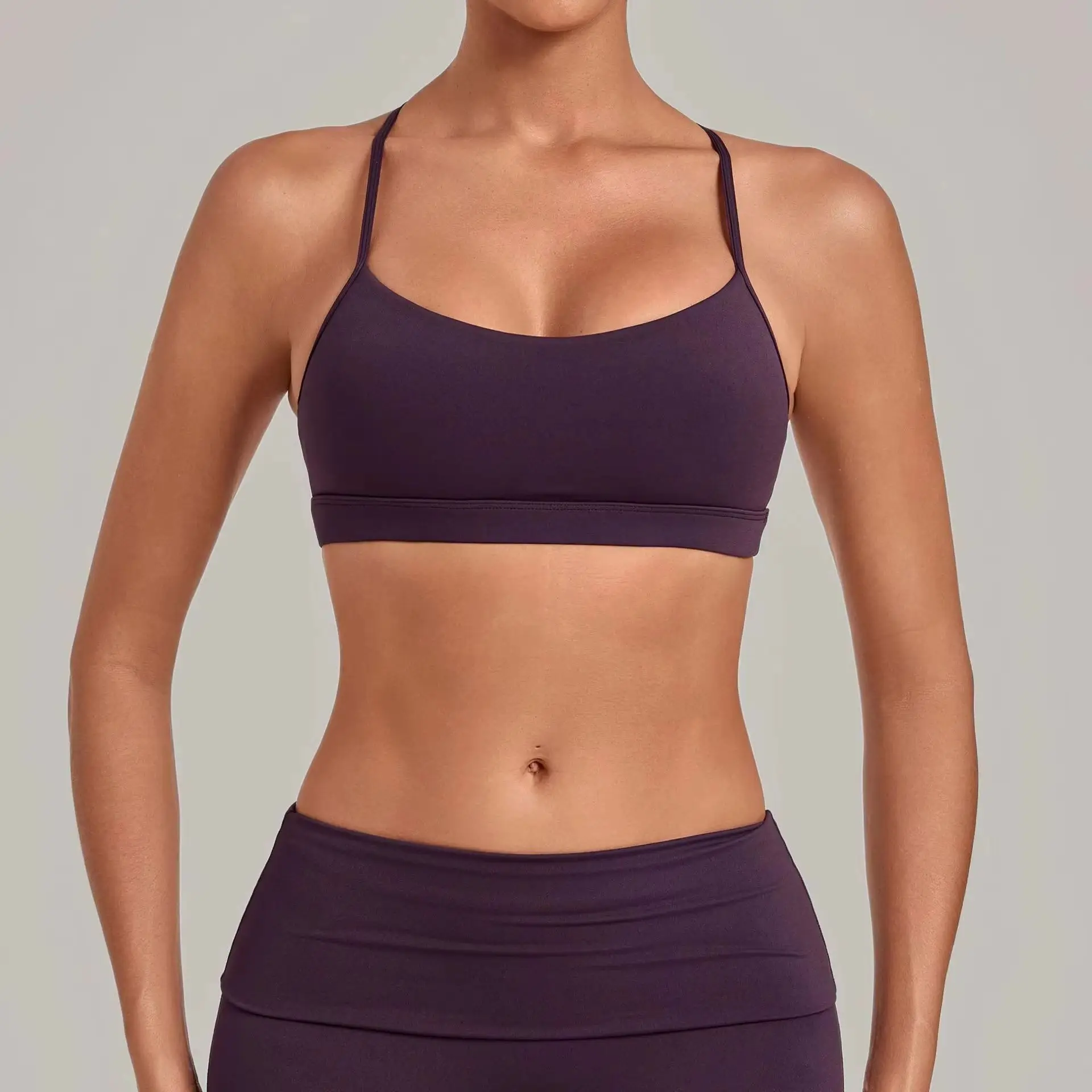 DINGPAI Sexy Yoga Sport Bra Women Fitness Bra Halter Sport Underwear Naked Feel Gym Push Up Workout Bra Padded Bralette Bathsuit
