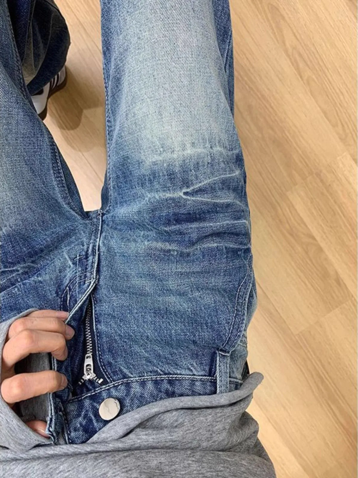 

Loose Fit Retro Bell Bottom Jeans Women's plus Size Straight Leg Slimming Drapey Wide Leg Pants Comfortable Cotton Denim