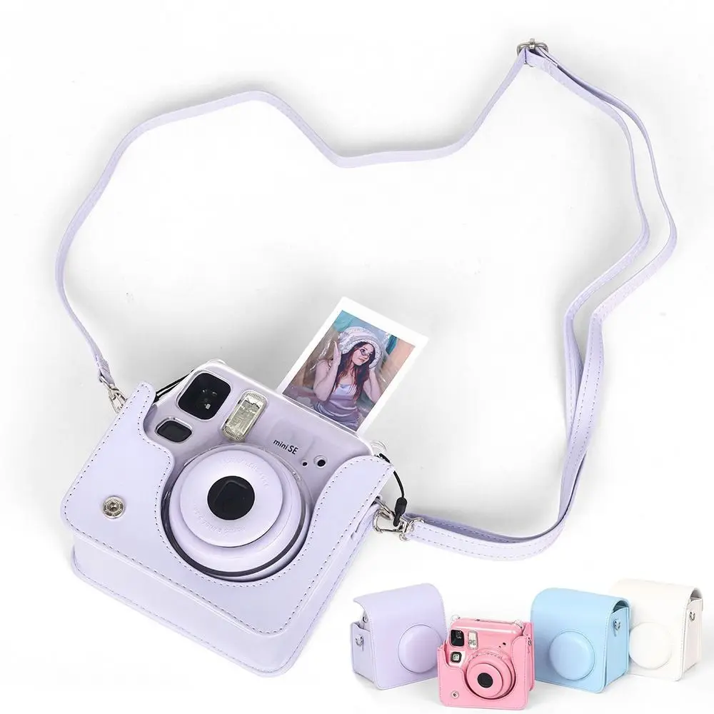 with Shoulder Strap Instant Camera Case Travel Anti Scratch Protective Cover PU Leather for Fujifilm Instax mini SE/7+