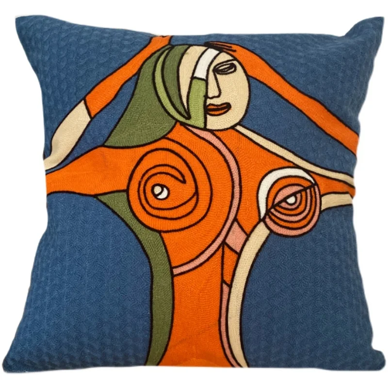 

Picasso Abstract Cushion Cover Living Room Luxury Embroidered Cotton Pillow Cover Home Decor Sofa Decorative Pillowcase 45x45cm