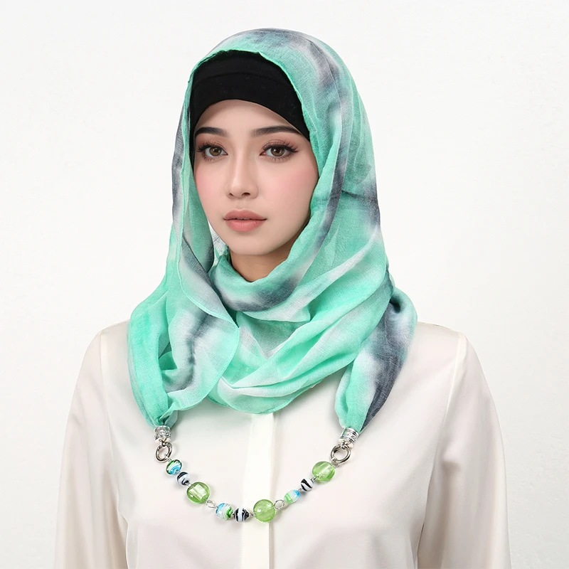 

Watercolour Floral Printed Linen Breathable Light Weight Soft Scarf Necklace Rayon Viscose Woven Headband Muslim Lady Shawl
